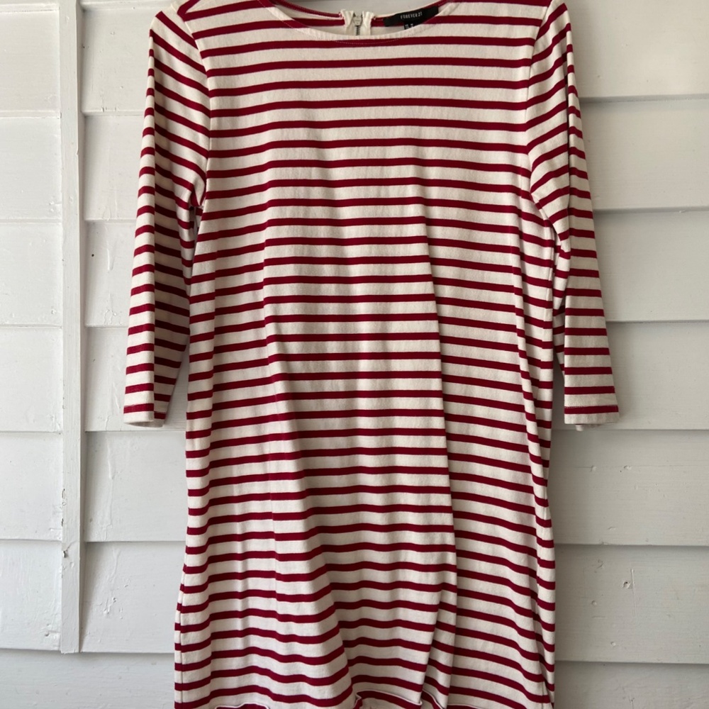 Red and Cream Stripe Dress